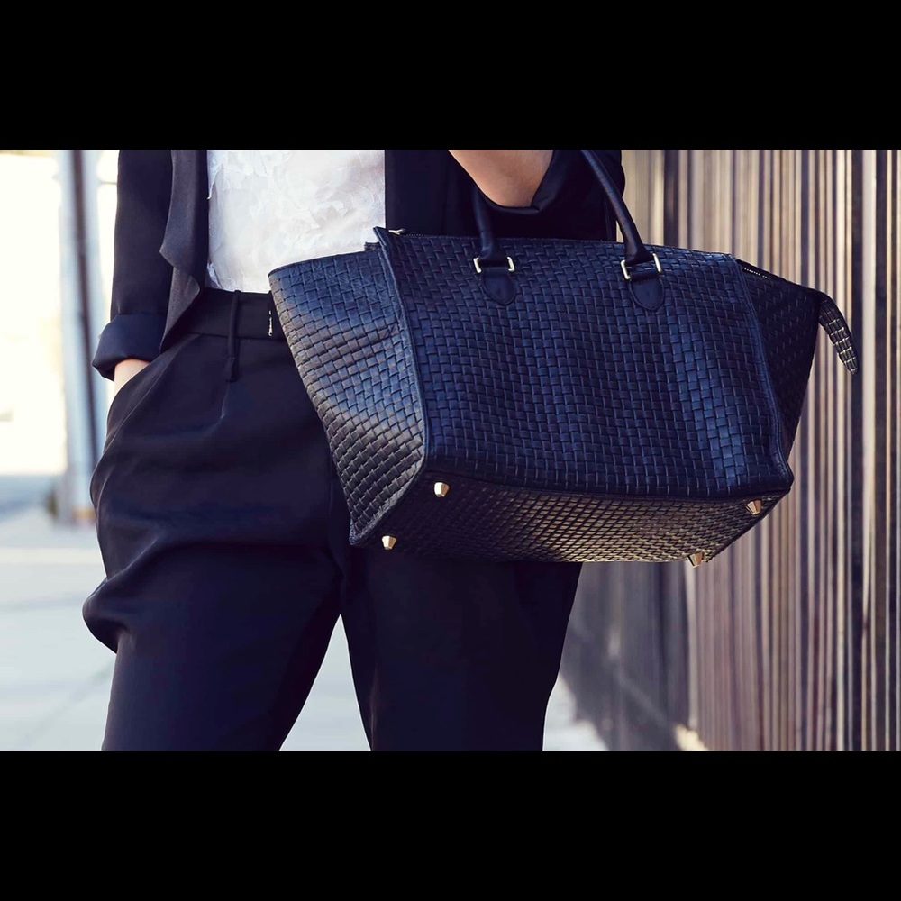 Clare V Sandrine Black Basketweave